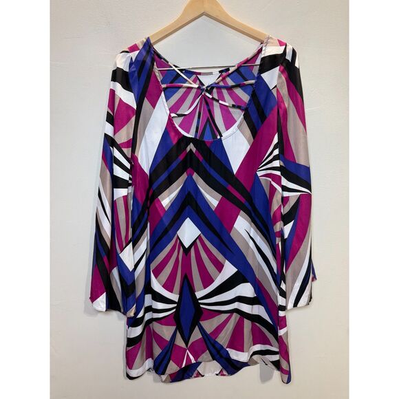 Alice Trixie Women's Size Small Blue Pink Vibrant Silk Mini Dress - Picture 2 of 5